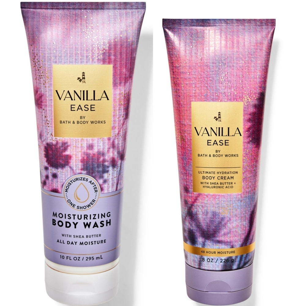 Bath Body Works Vanilla Ease Moisturizing Body Wash & Body Cream Set NEW